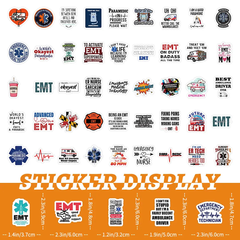 MedTech- 100 Pcs EMT Stickers- -
