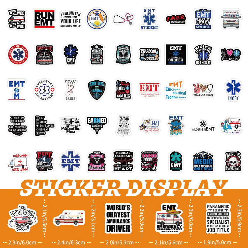 MedTech- 100 Pcs EMT Stickers- -