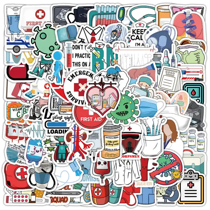 MedTech- 100 Pcs Cartoon Medicine Stickers- -