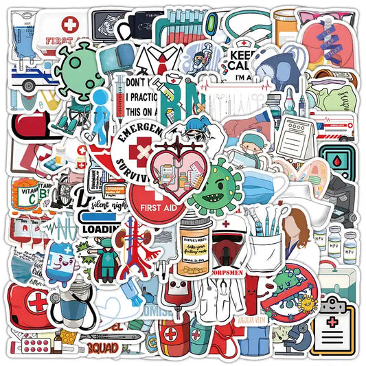 MedTech- 100 Pcs Cartoon Medicine Stickers- -