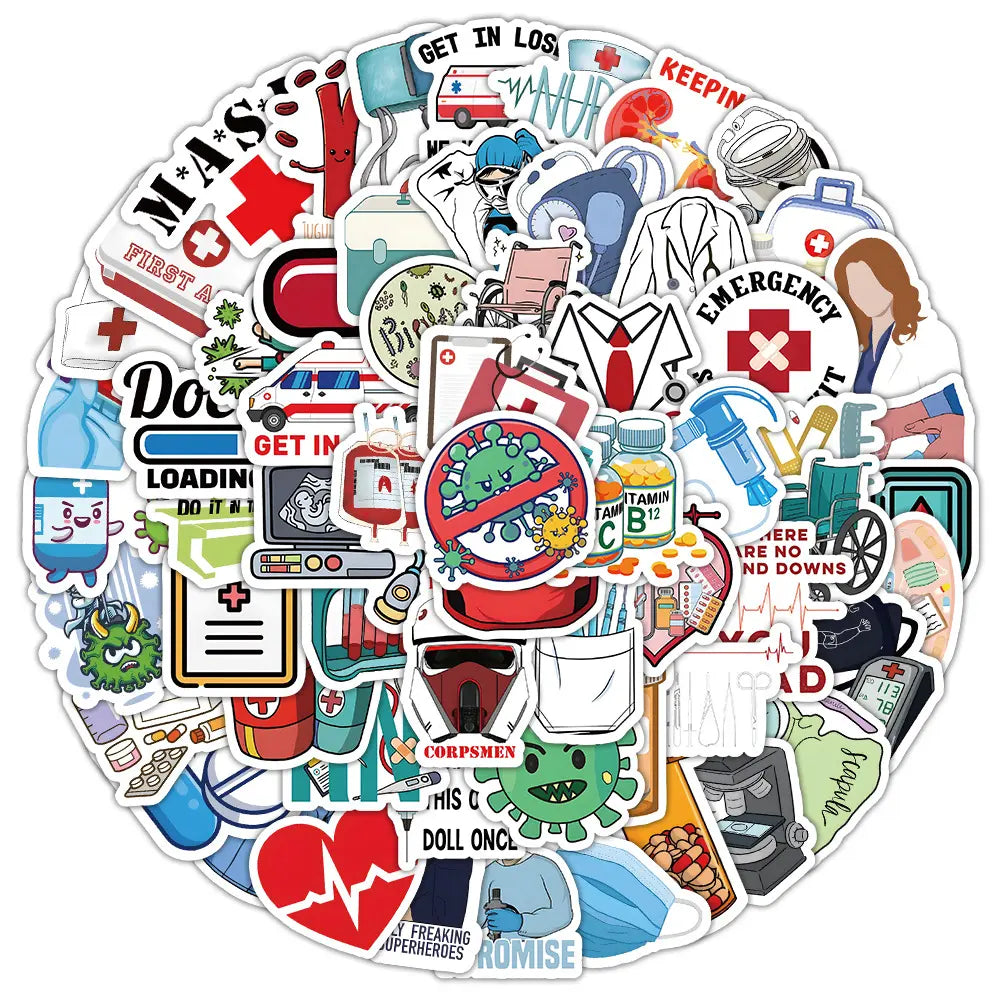 MedTech- 100 Pcs Cartoon Medicine Stickers- -
