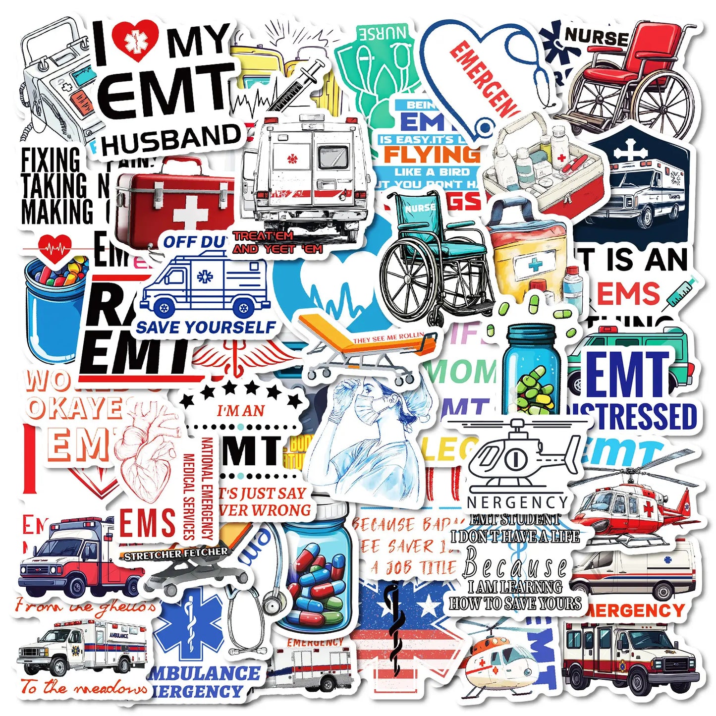 MedTech- 50 Pcs Ambulance Stickers- -