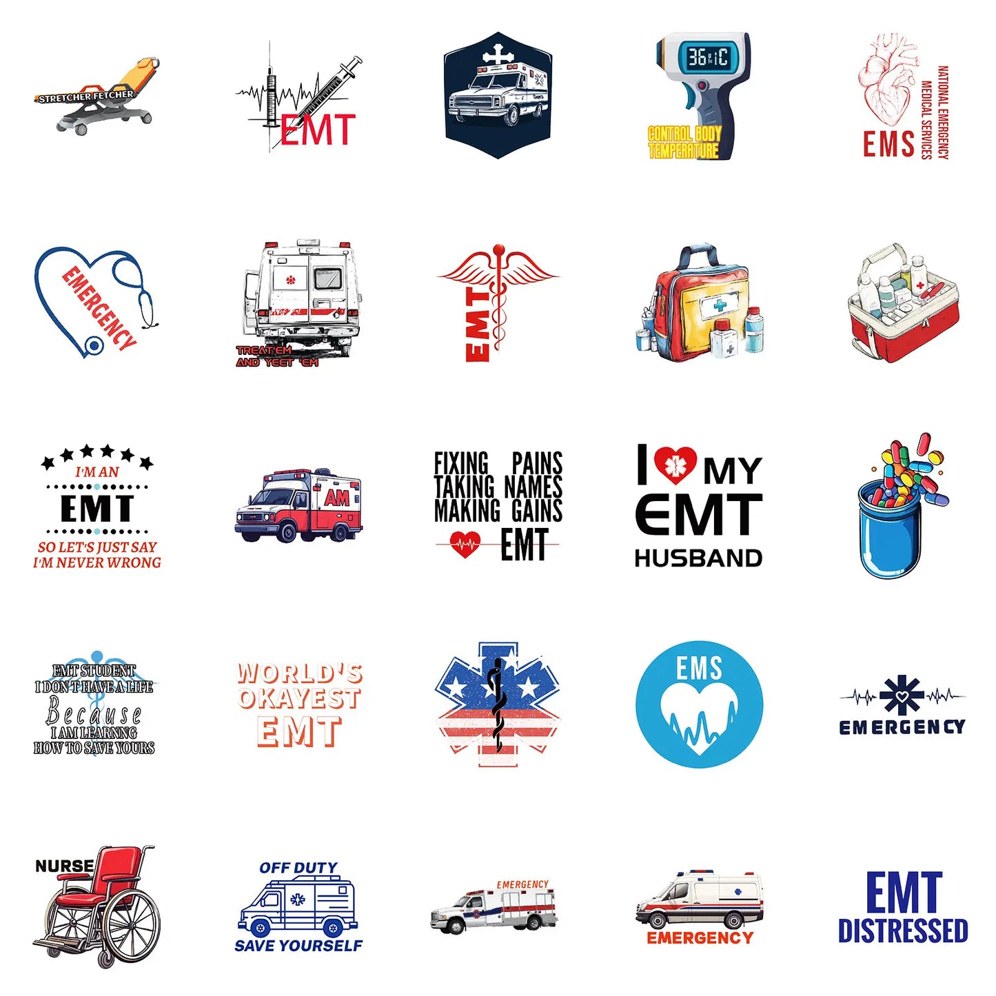 MedTech- 50 Pcs Ambulance Stickers- -