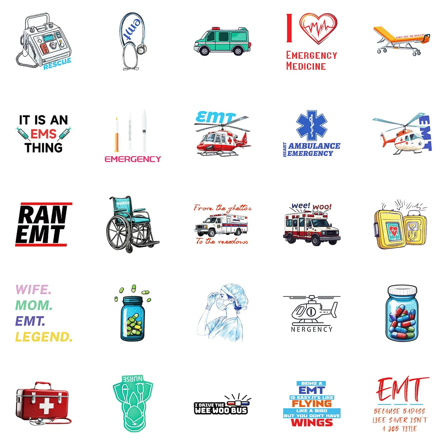 MedTech- 50 Pcs Ambulance Stickers- -