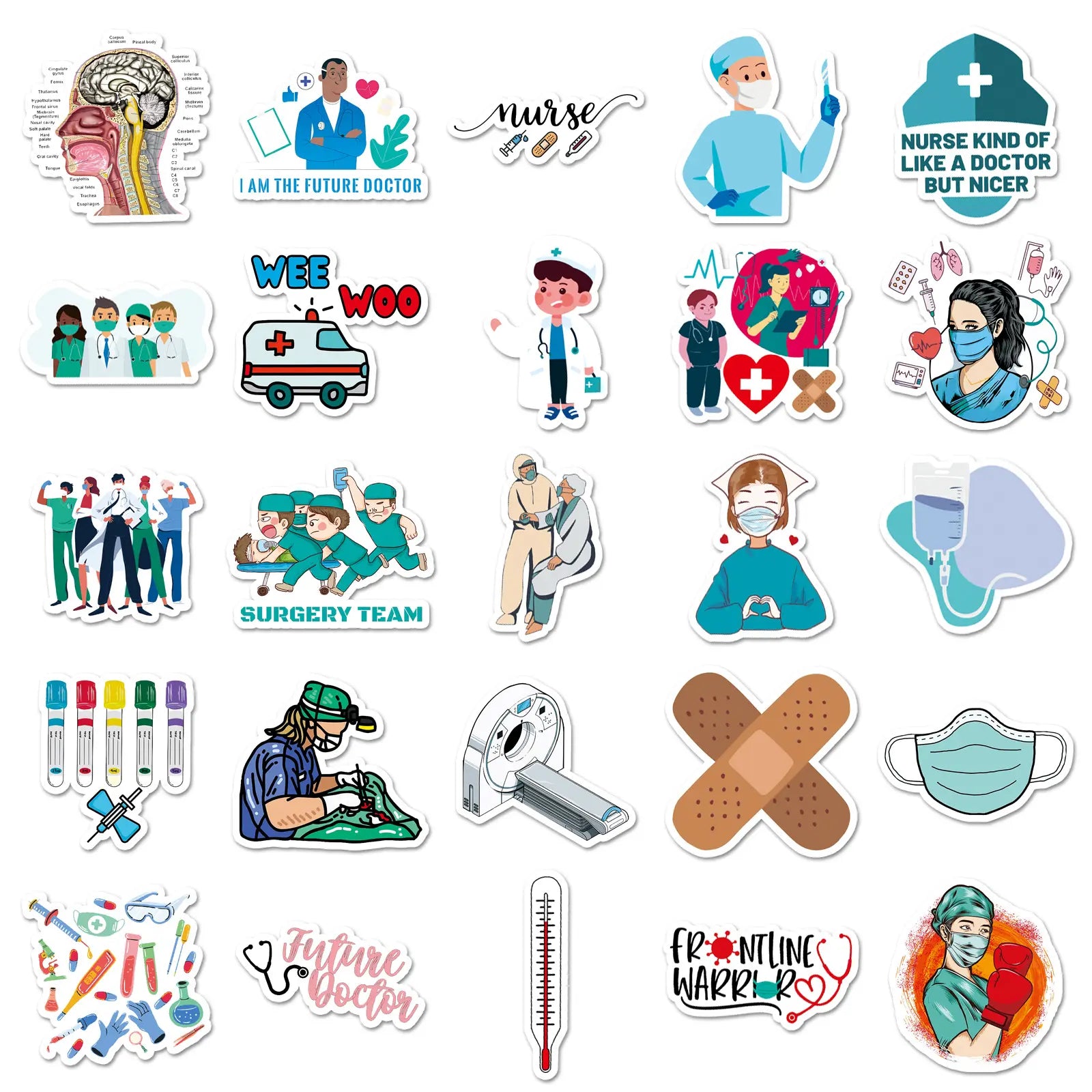 MedTech- 50 Pcs Cartoon Medicine Stickers- -