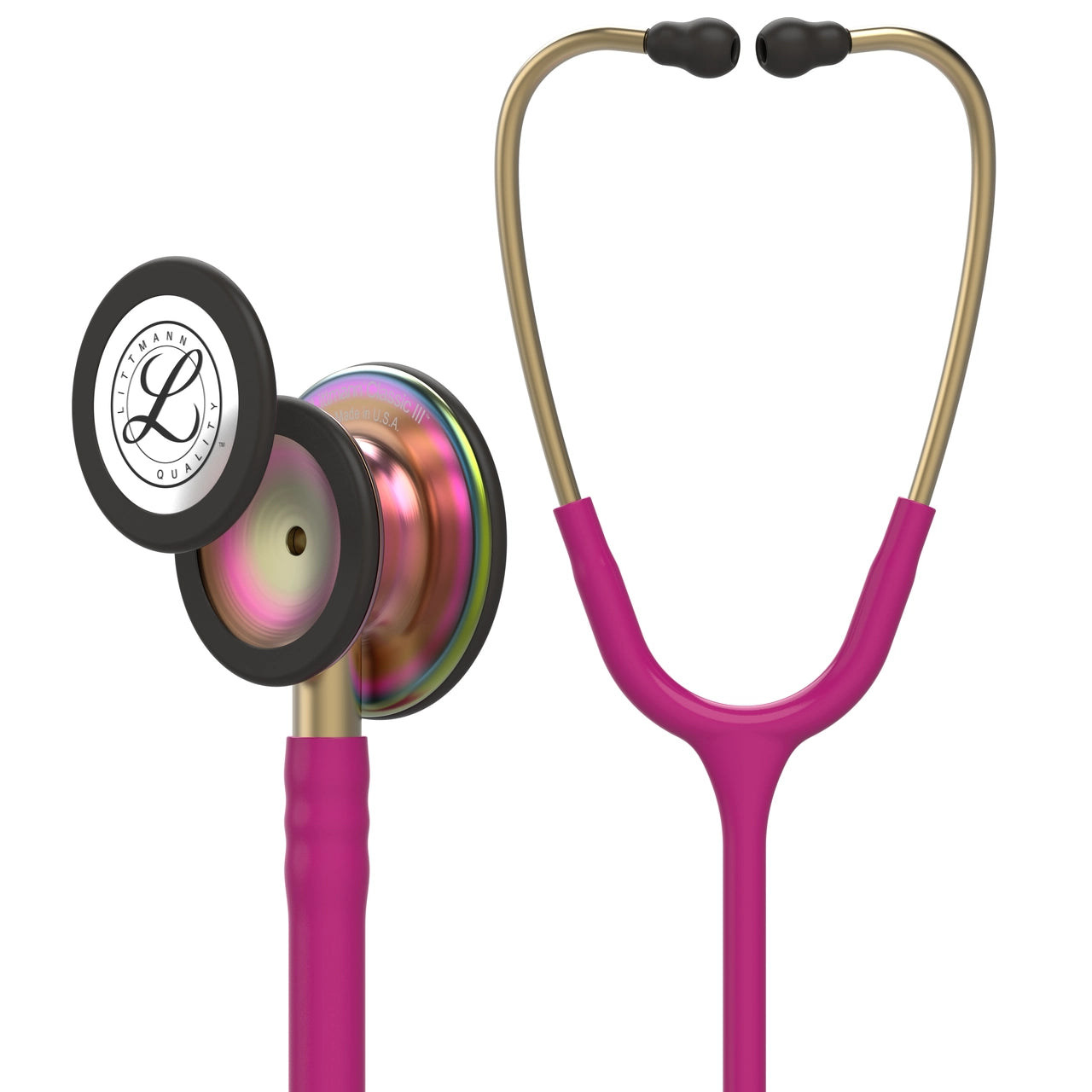 Littmann- Classic III™ Stethoscope- Raspberry Tube; Rainbow Chestpiece-