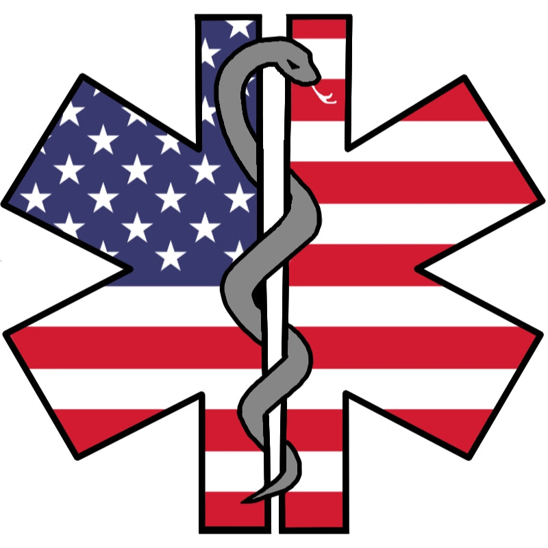 MedTech- EMS American Flag Sticker 3”- -