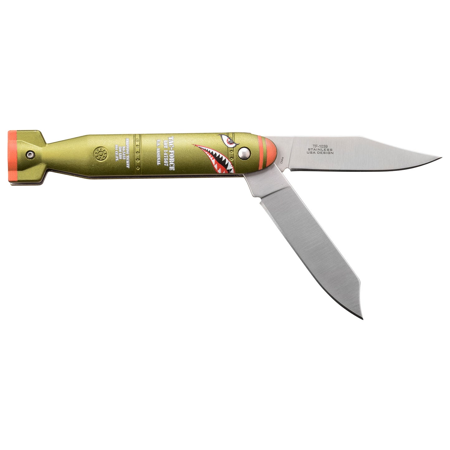 Tac Force- Green Thin Double-Blade Knife- -