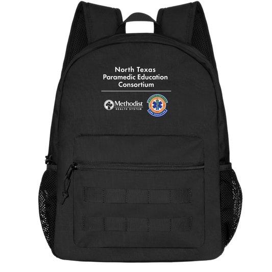 MedTech- The University of Texas at Dallas Paramedic Custom Clinical Kit- Black Backpack With EMT Logo- Backpack Only