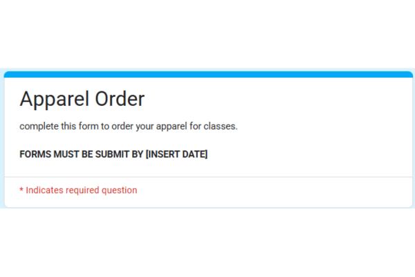 Apparel order forms