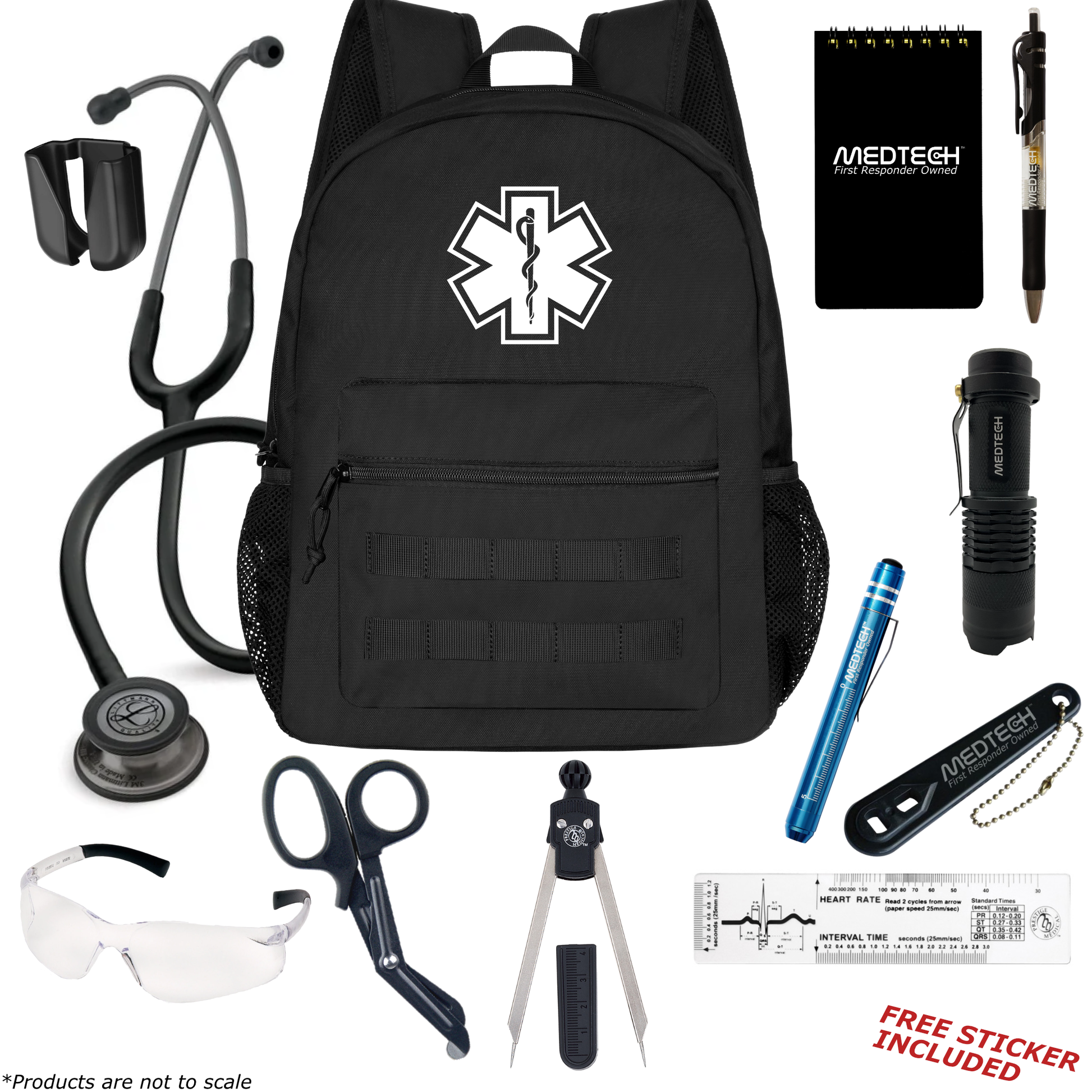 MedTech- Paramedic Basic Clinical Kit- Black- Black Tube; Smoke Finish Chestpiece