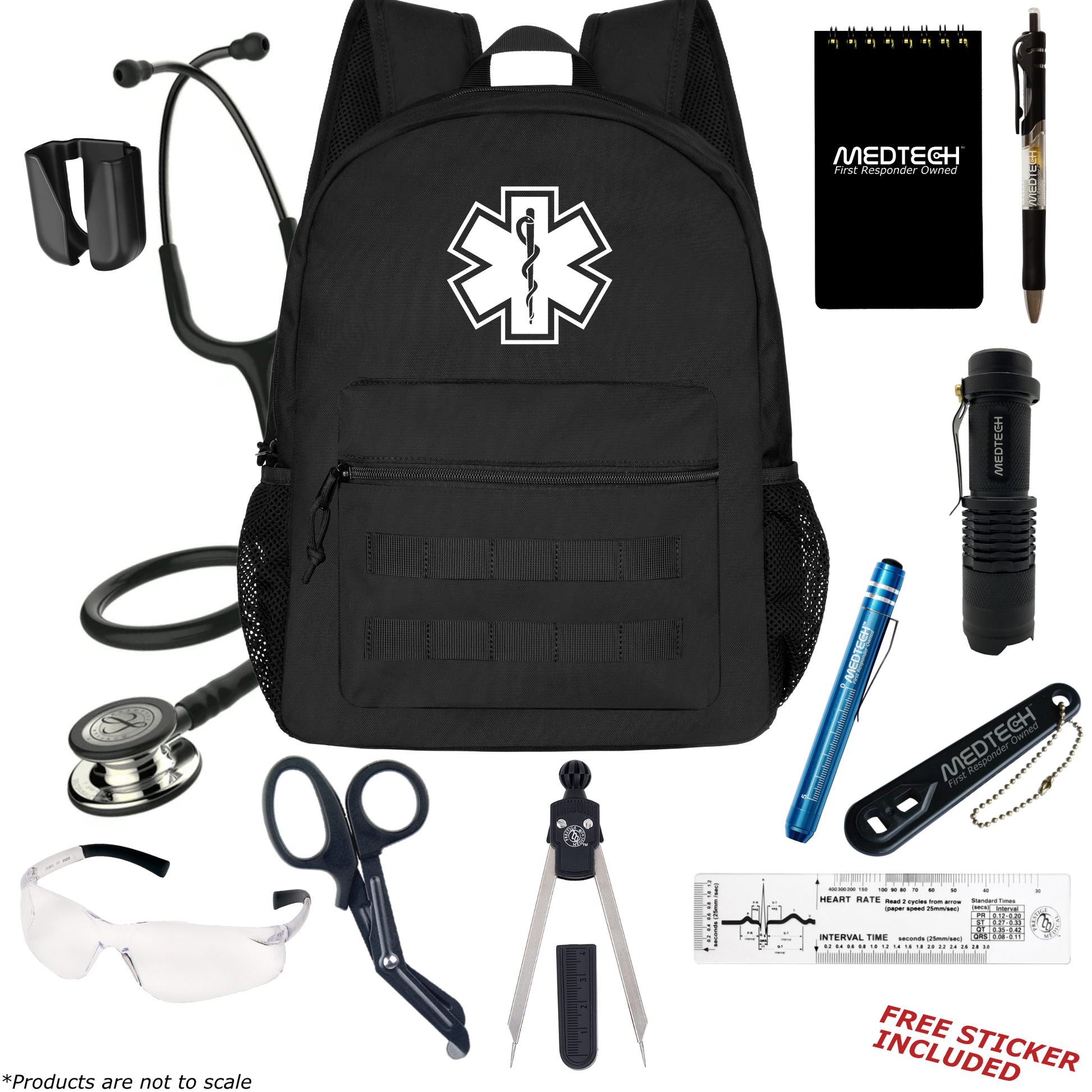 MedTech- Paramedic Basic Clinical Kit- Black- Black Tube; Champagne Finish Chestpiece