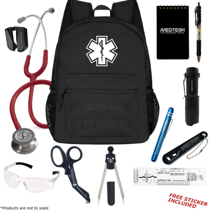 MedTech- Paramedic Basic Clinical Kit- Black- Burgundy Tube; Stainless Steel Chestpiece