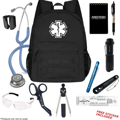 MedTech- Paramedic Basic Clinical Kit- Black- Ceil Blue Tube; Stainless Steel Chestpiece