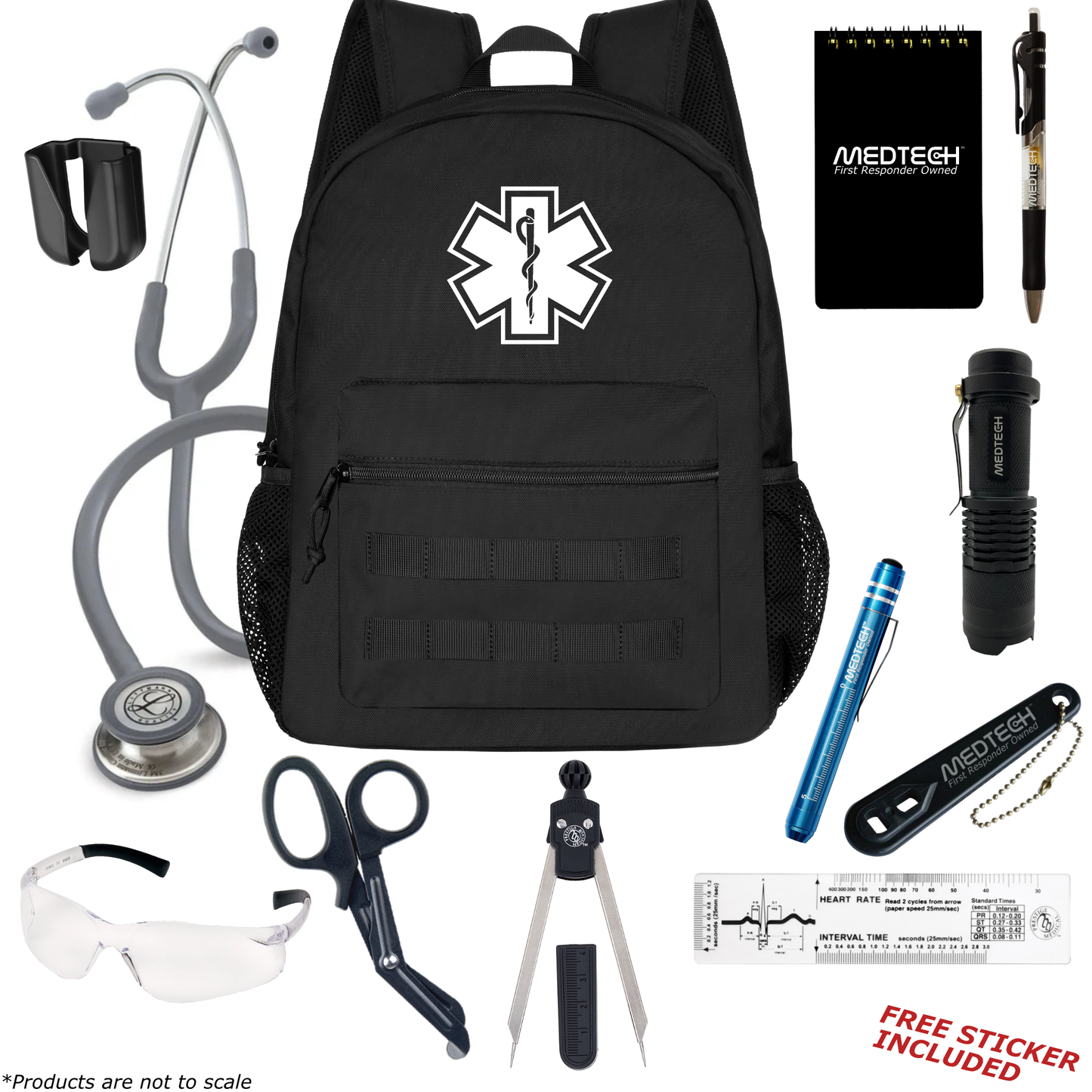 MedTech- Paramedic Basic Clinical Kit- Black- Gray Tube; Stainless Steel Chestpiece