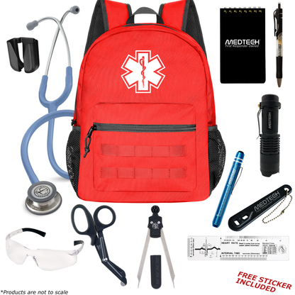 MedTech- Paramedic Basic Clinical Kit- Red- Ceil Blue Tube; Stainless Steel Chestpiece