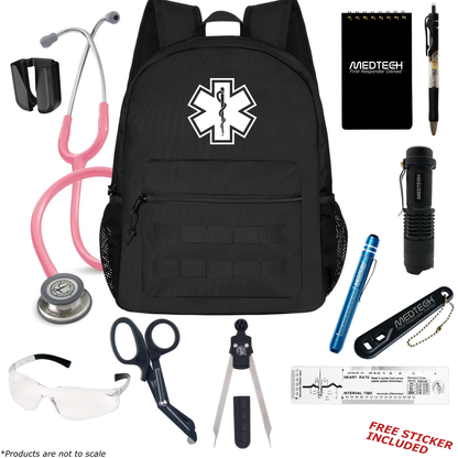 MedTech- Paramedic Basic Clinical Kit- Black- Pearl Pink Tube; Stainless Steel Chestpiece