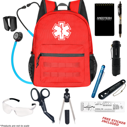 MedTech- Paramedic Basic Clinical Kit- Red- Turquoise Tube; Pink Stem; Smoke Headset & Chestpiece