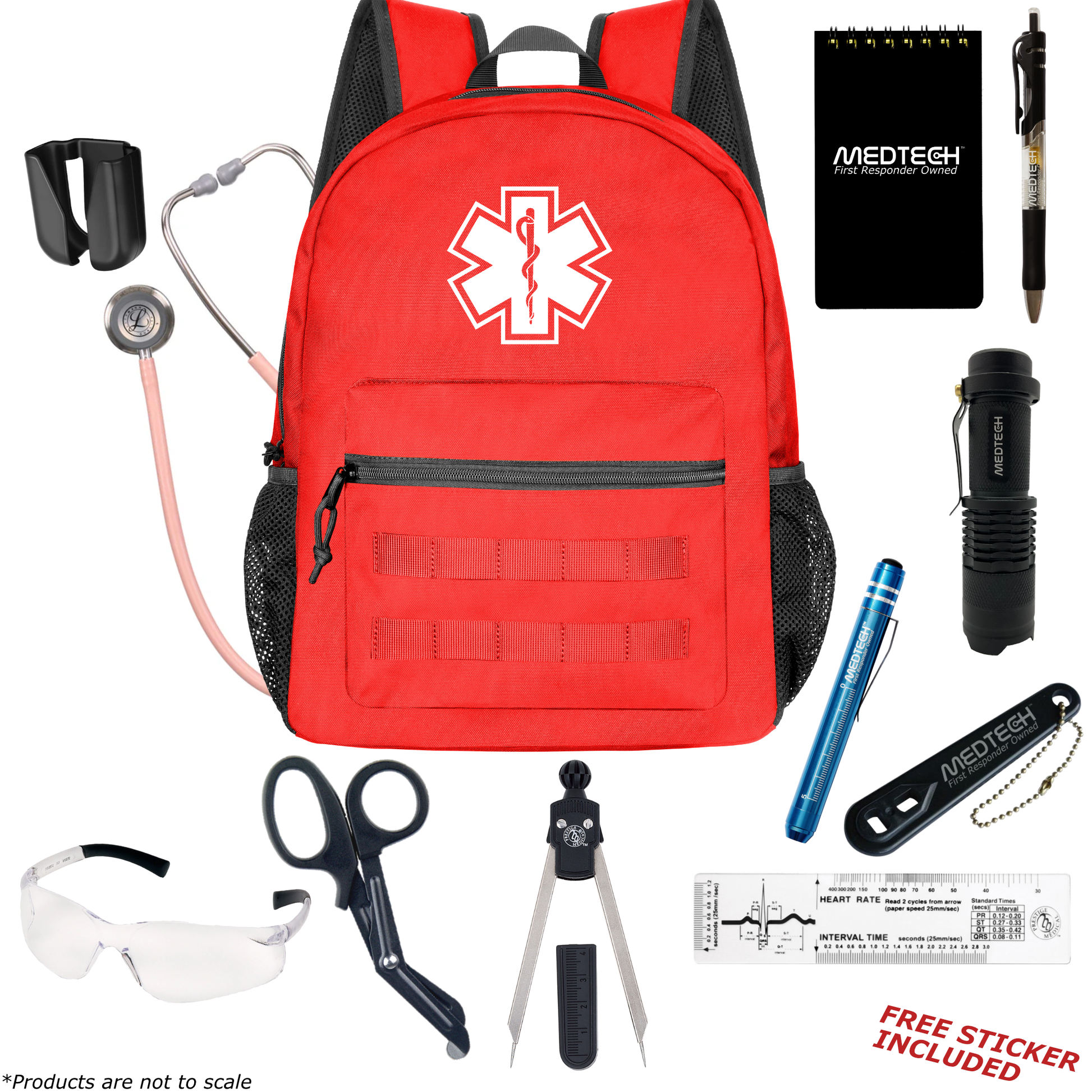 MedTech- Paramedic Basic Clinical Kit- Red- Champagne Rose Tube; Stainless Steel Chestpiece