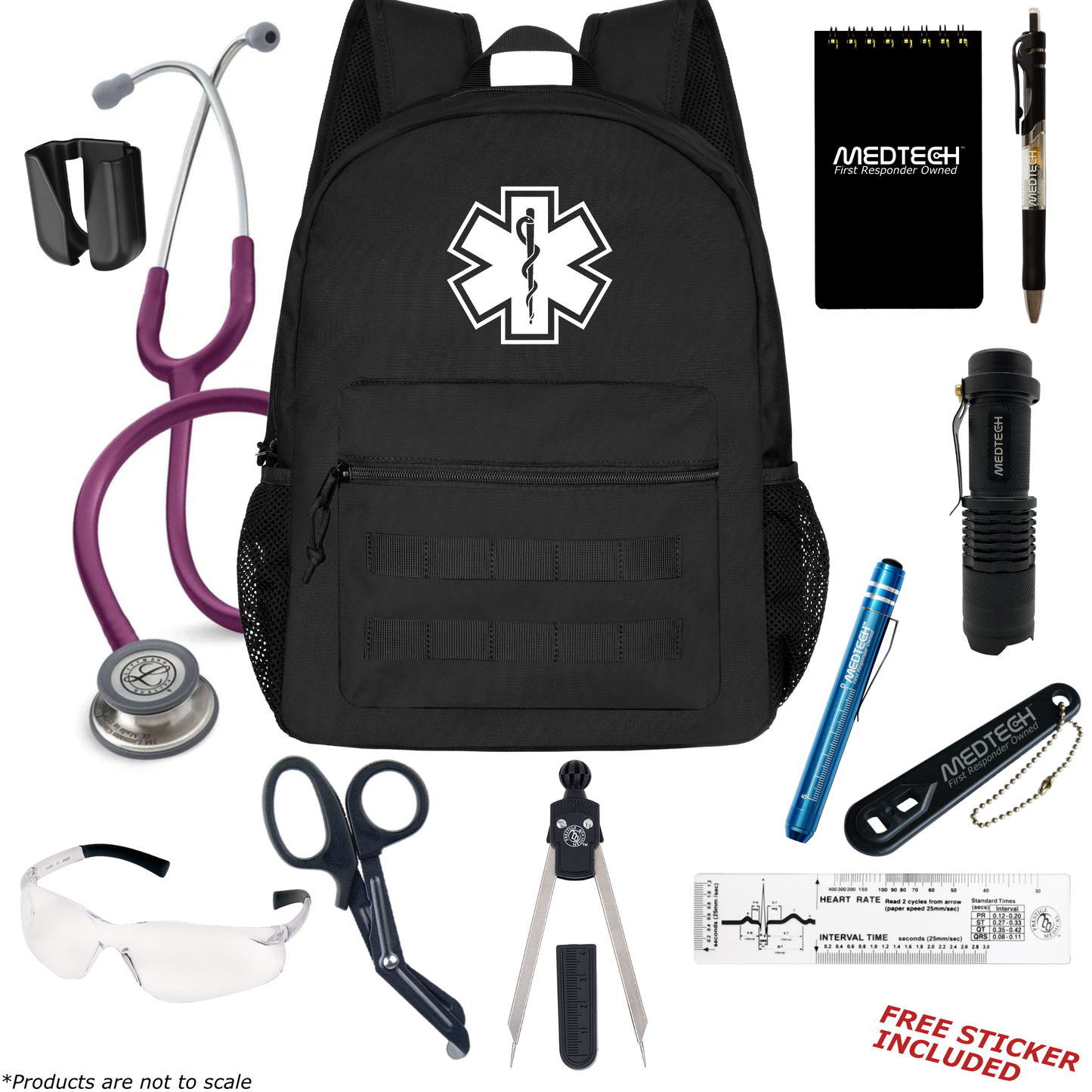 MedTech- Paramedic Basic Clinical Kit- Black- Plum Tube; Stainless Steel Chestpiece