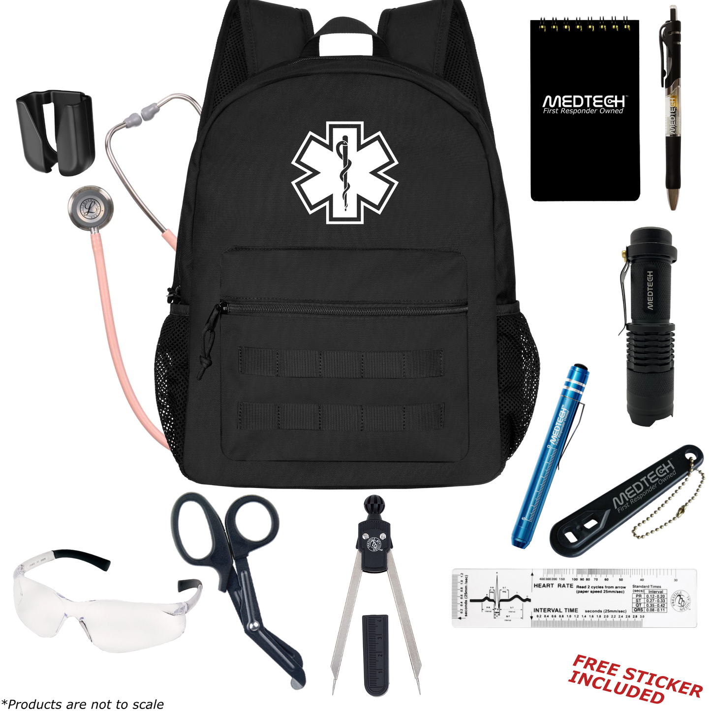 MedTech- Paramedic Basic Clinical Kit- Black- Champagne Rose Tube; Stainless Steel Chestpiece