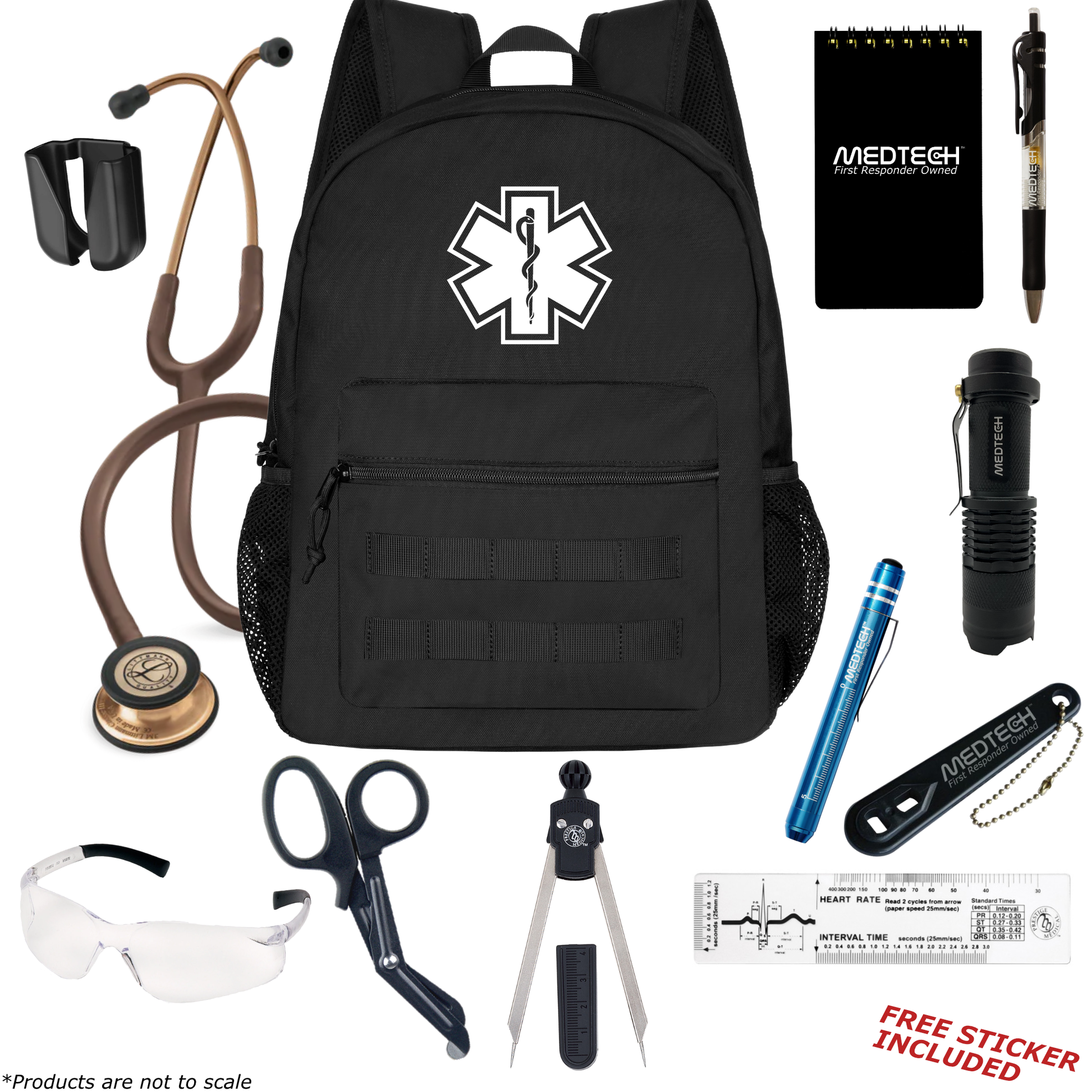 MedTech- Paramedic Basic Clinical Kit- Black- Chocolate Tube; Copper Chestpiece