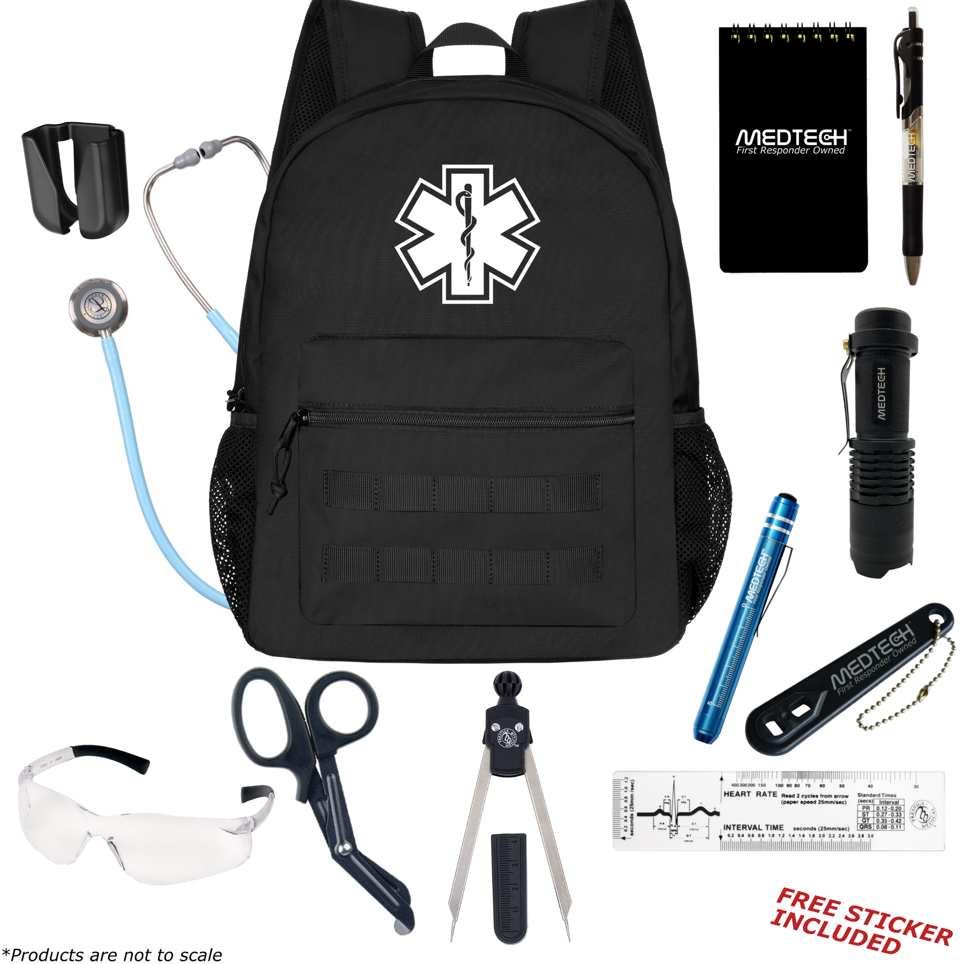 MedTech- Paramedic Basic Clinical Kit- Black- Marine Blue Tube; Stainless Steel Chestpiece