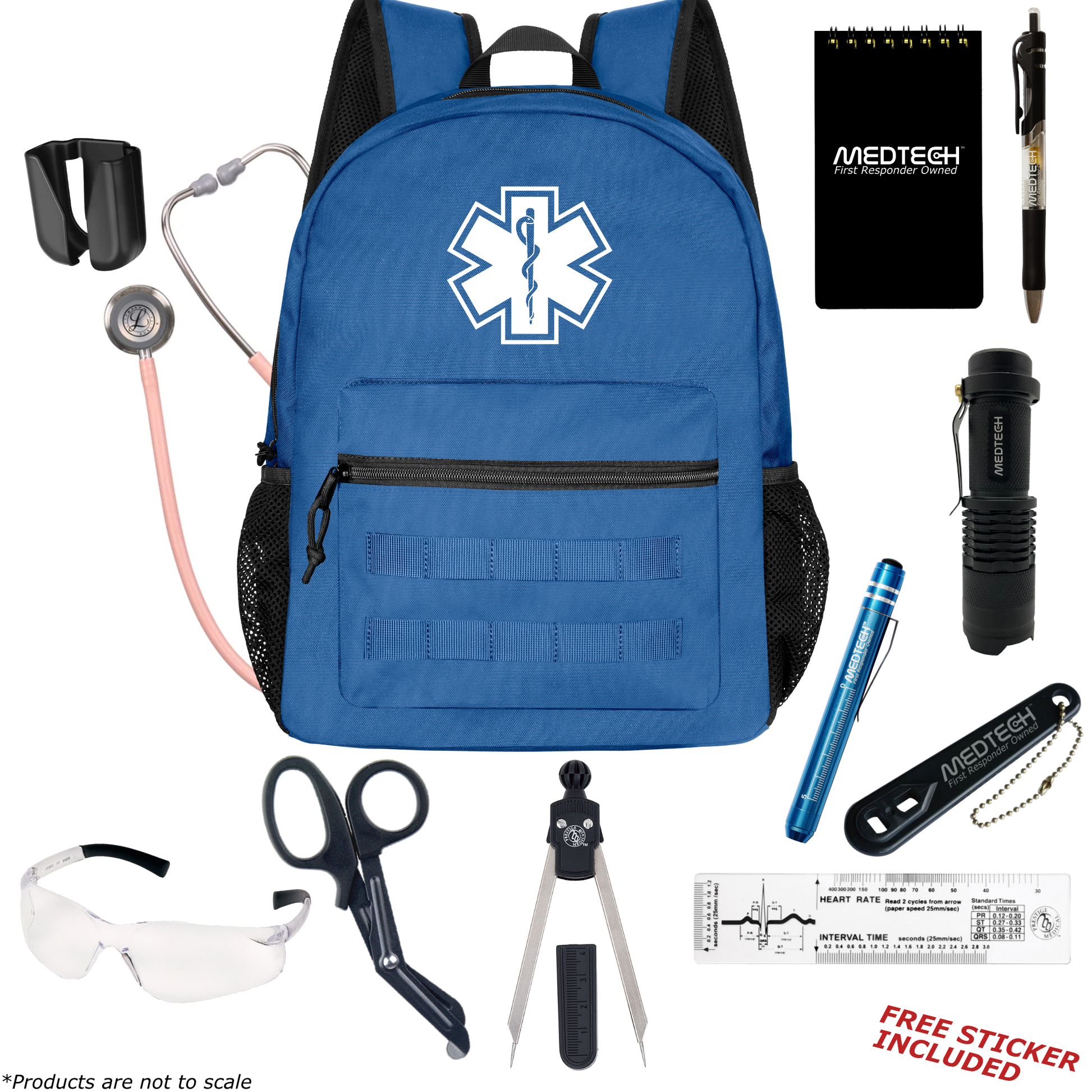 MedTech- Paramedic Basic Clinical Kit- Blue- Champagne Rose Tube; Stainless Steel Chestpiece