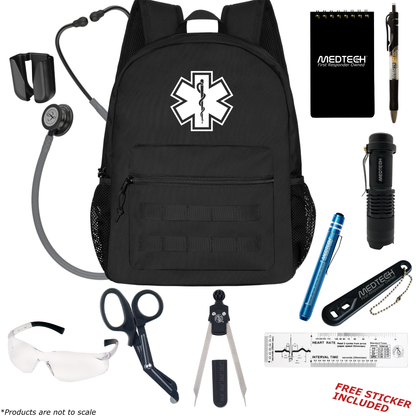 MedTech- Paramedic Basic Clinical Kit- Black- Gray Tube; Violet Stem; Smoke Headset & Chestpiece