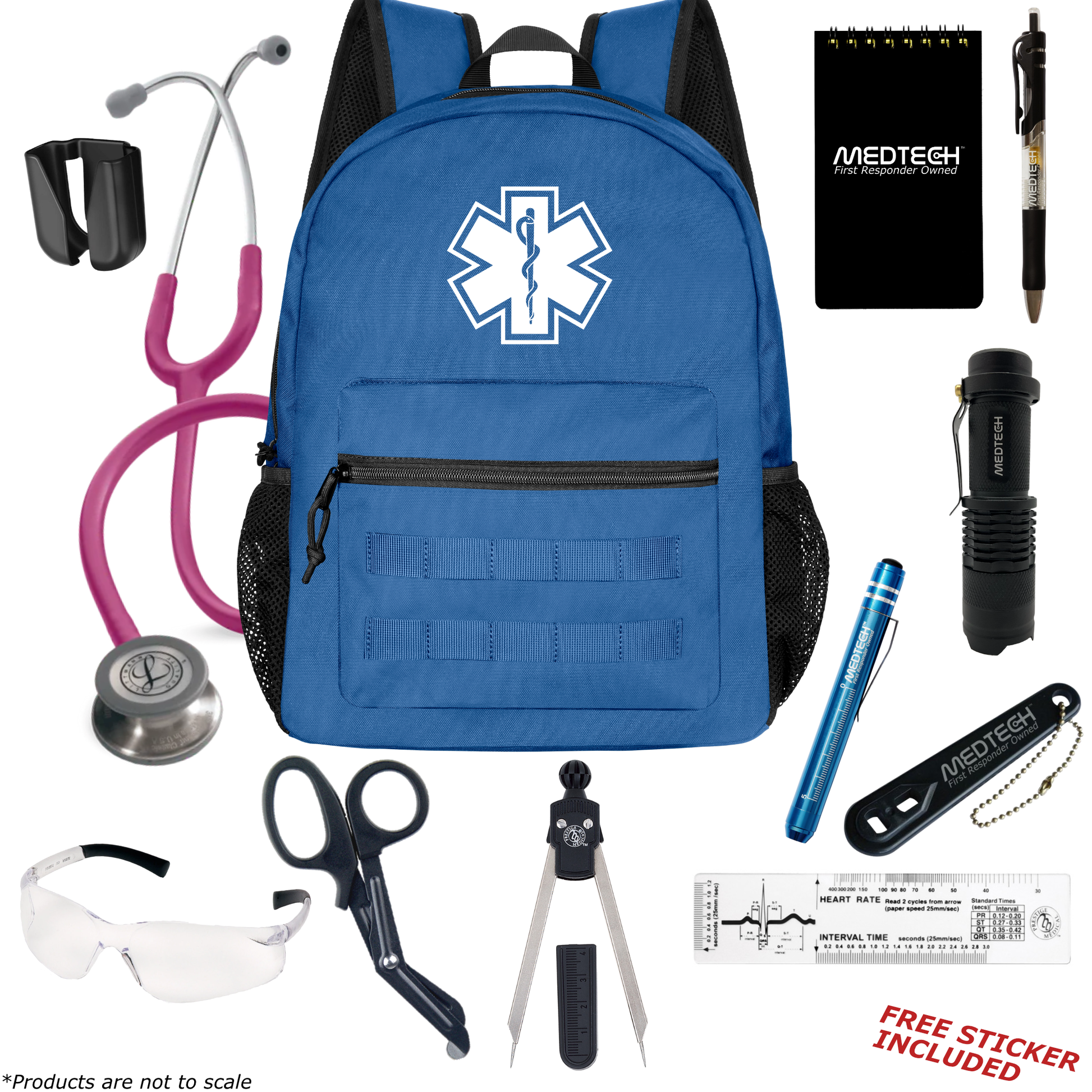 MedTech- Paramedic Basic Clinical Kit- Blue- *Limited Edition* Raspberry Tube; Pink Stem; Stainless Steel Chestpiece