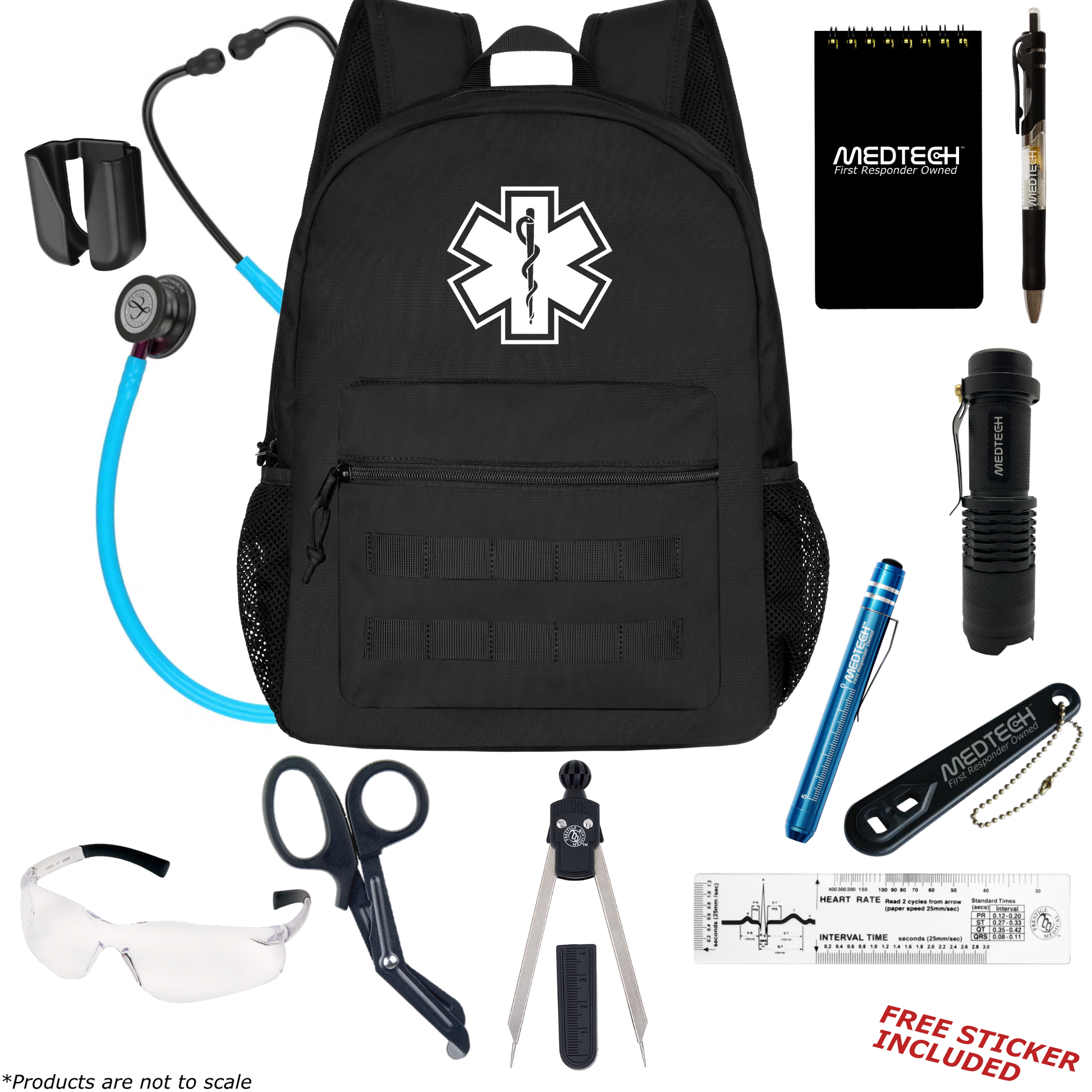 MedTech- Paramedic Basic Clinical Kit- Black- Turquoise Tube; Pink Stem; Smoke Headset & Chestpiece