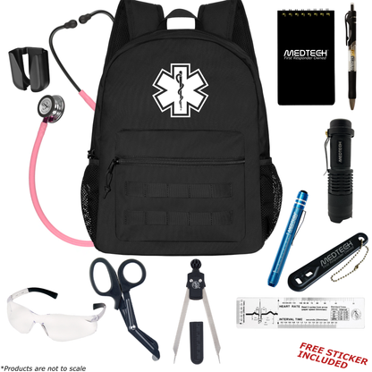 MedTech- Paramedic Basic Clinical Kit- Black- Pearl Pink Tube; Pink Stem; Smoke Headset; Mirror Chestpiece