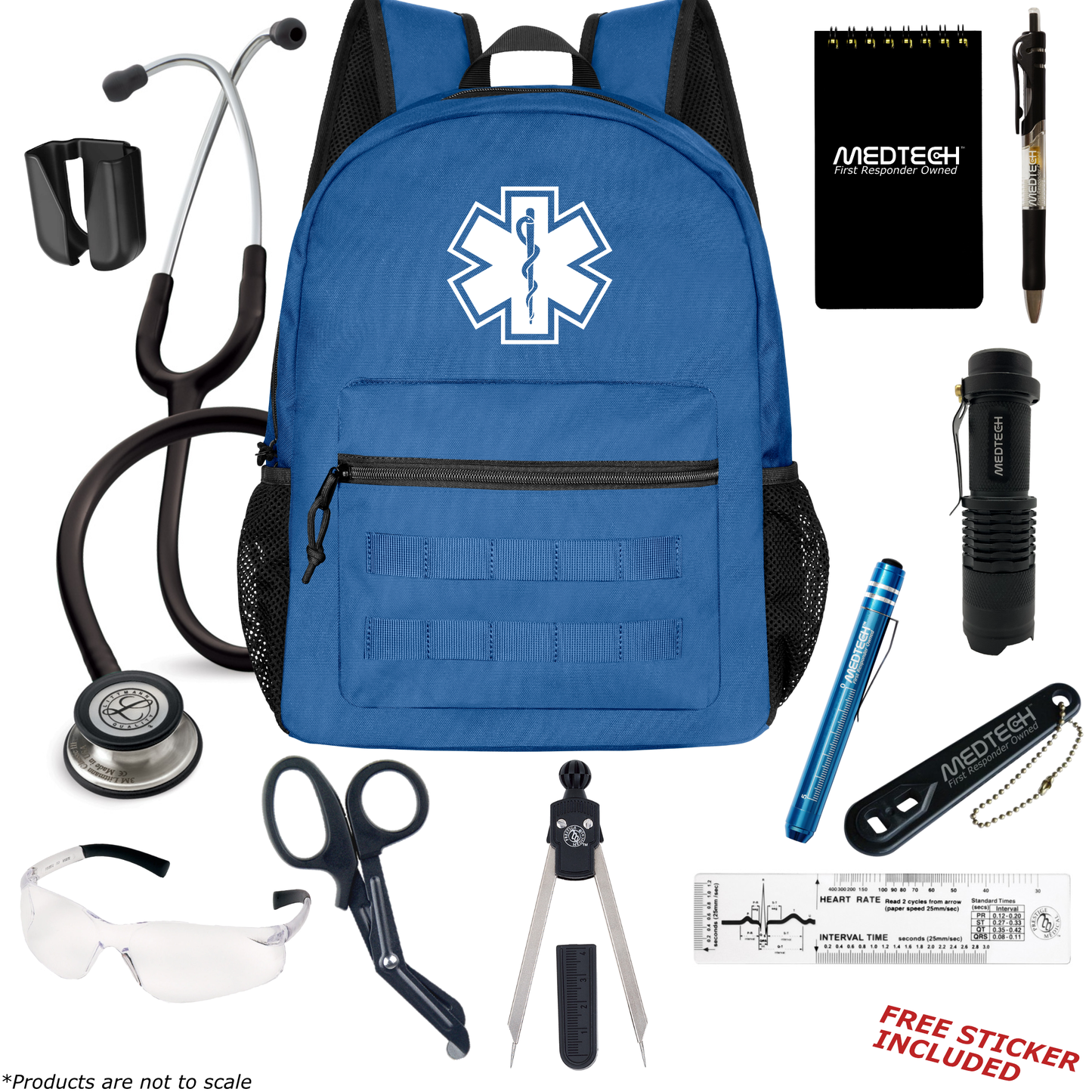 MedTech- Paramedic Basic Clinical Kit- Blue- Black tube; Stainless Steel Chestpiece