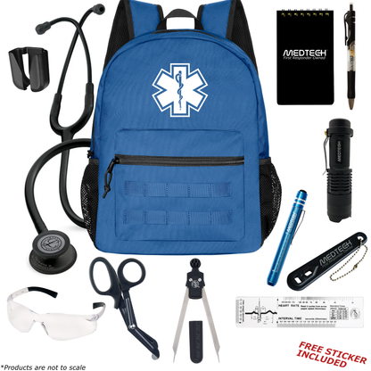 MedTech- Paramedic Basic Clinical Kit- Blue- Black tube; Black Matte Finish Chestpiece