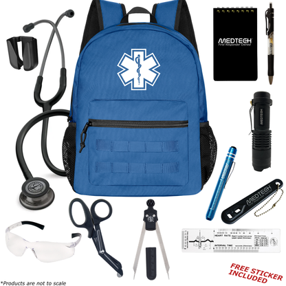 MedTech- Paramedic Basic Clinical Kit- Blue- Black Tube; Smoke Finish Chestpiece