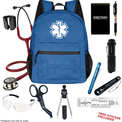 MedTech- Paramedic Basic Clinical Kit- Blue- Burgundy Tube; Champagne Finish Chestpiece