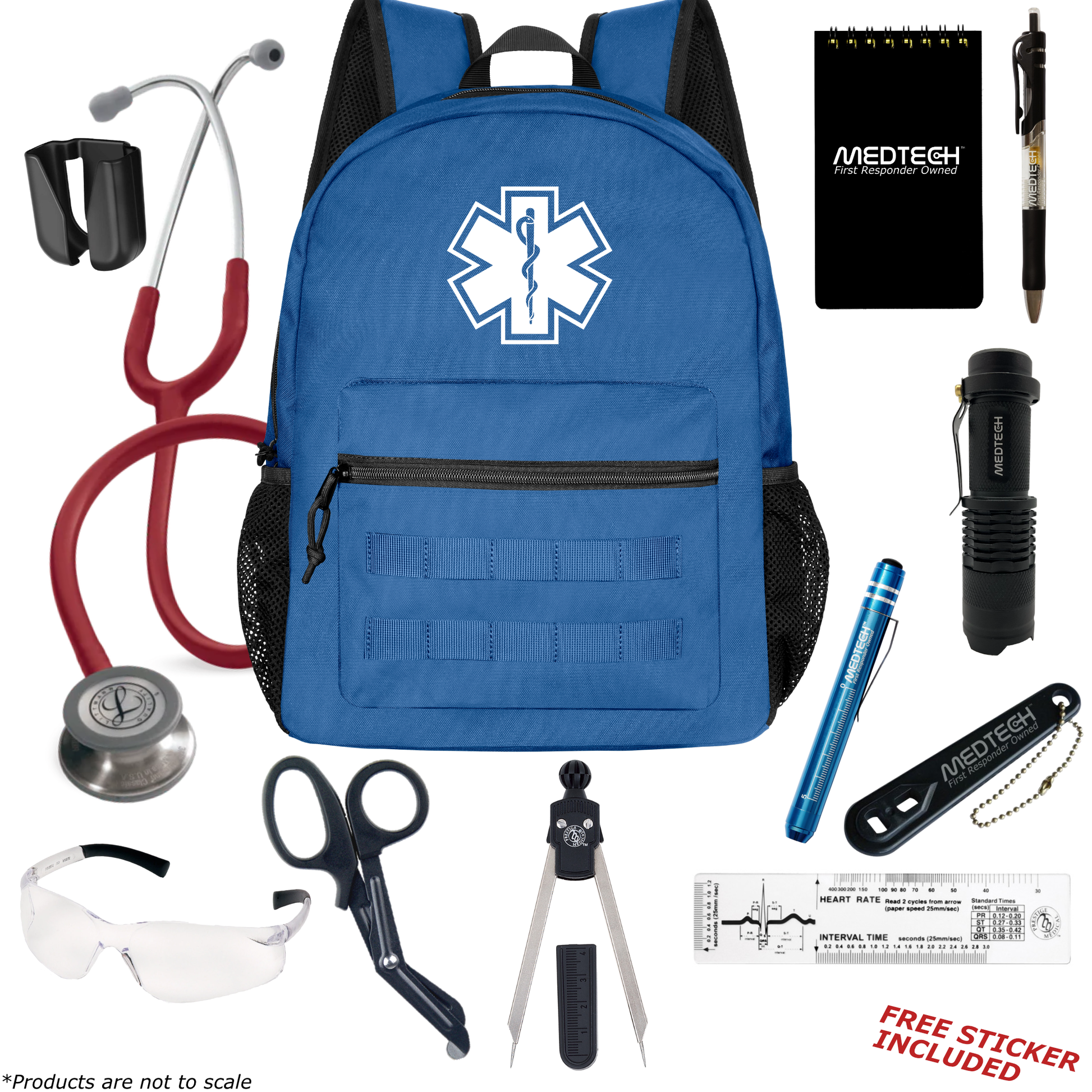 MedTech- Paramedic Basic Clinical Kit- Blue- Burgundy Tube; Stainless Steel Chestpiece