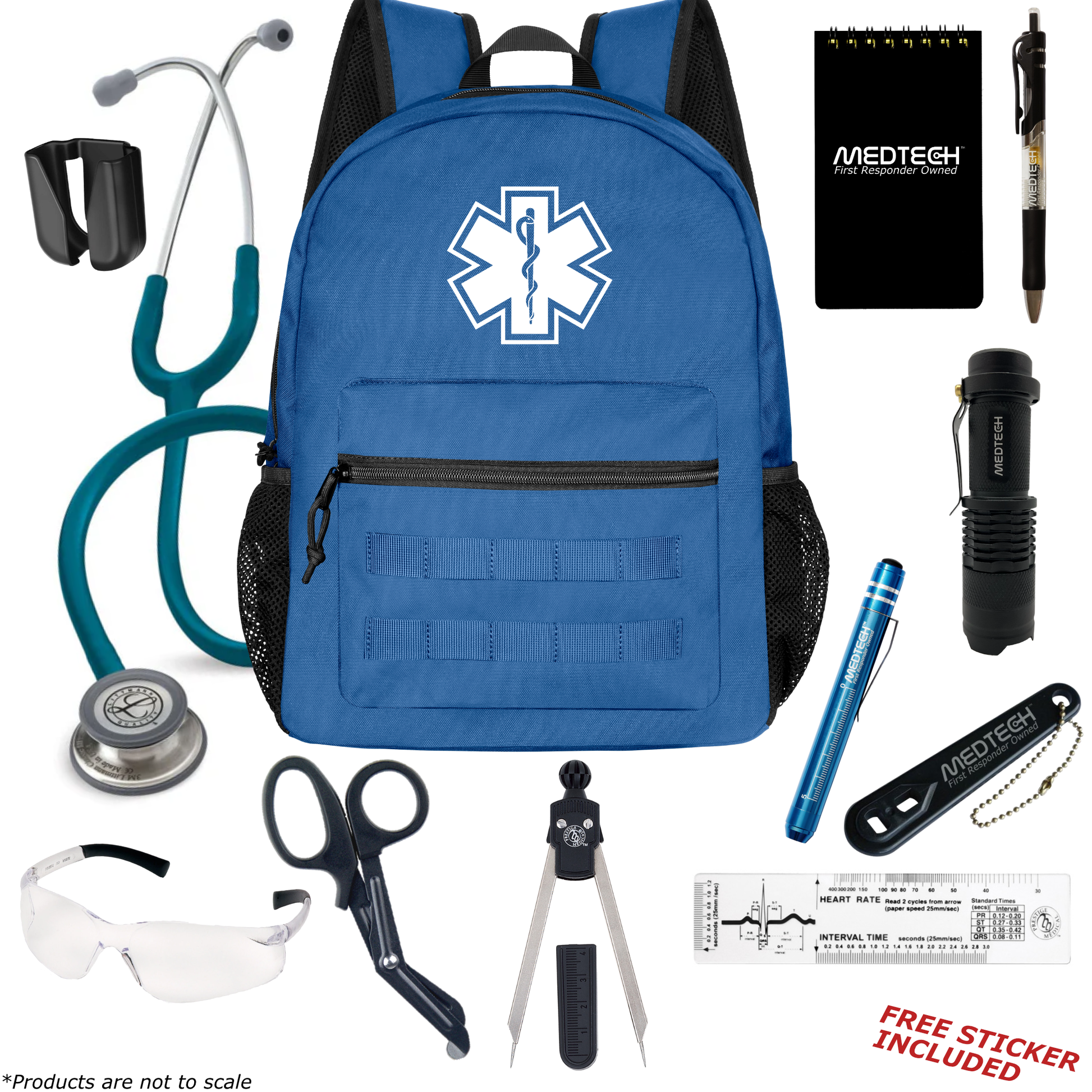 MedTech- Paramedic Basic Clinical Kit- Blue- Caribbean Blue Tube; Stainless Steel Chestpiece