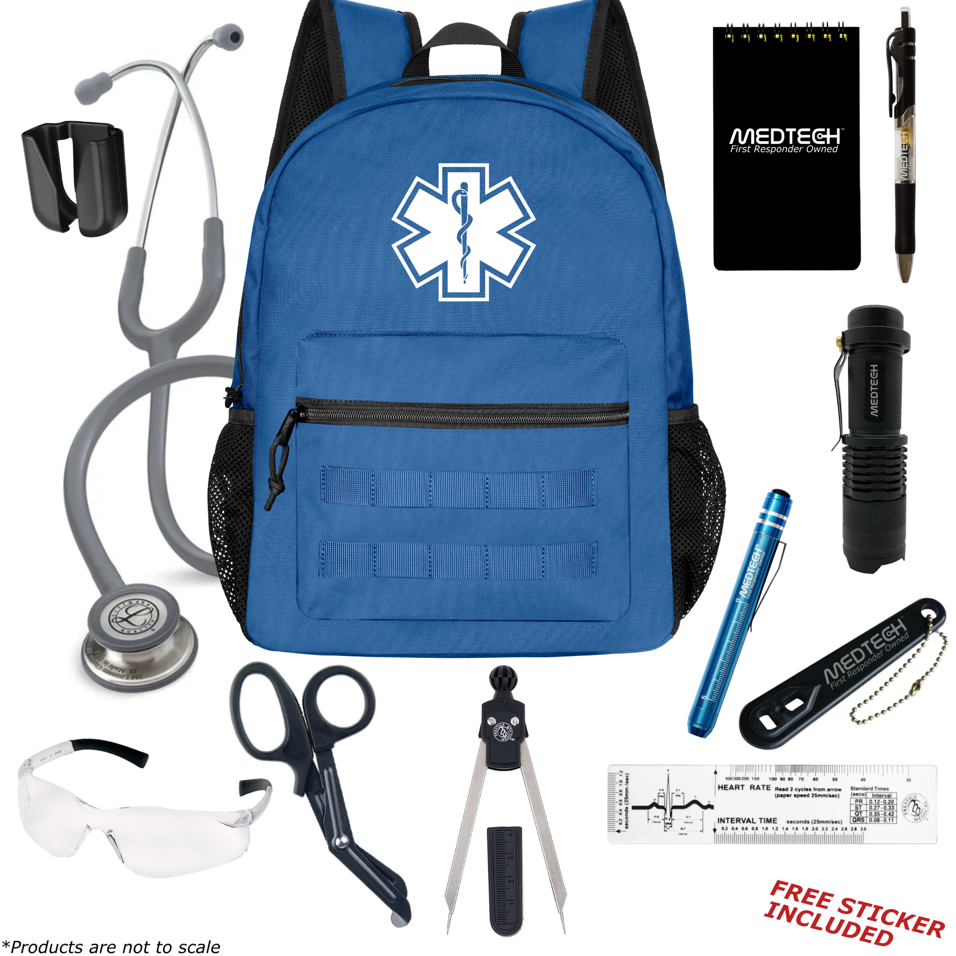 MedTech- Paramedic Basic Clinical Kit- Blue- Gray Tube; Stainless Steel Chestpiece