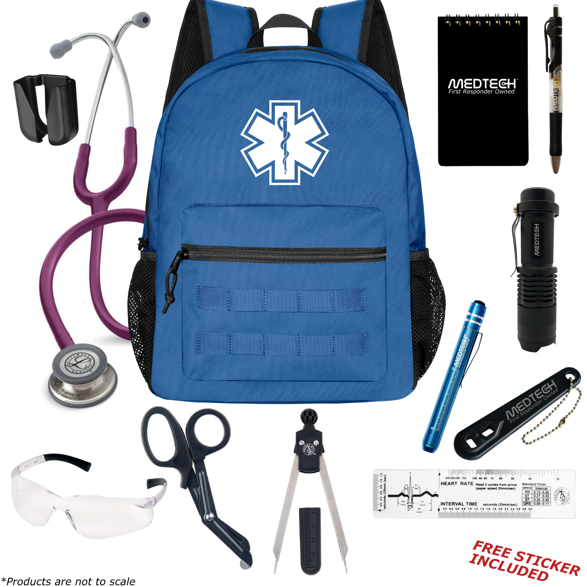 MedTech- Paramedic Basic Clinical Kit- Blue- Plum Tube; Stainless Steel Chestpiece