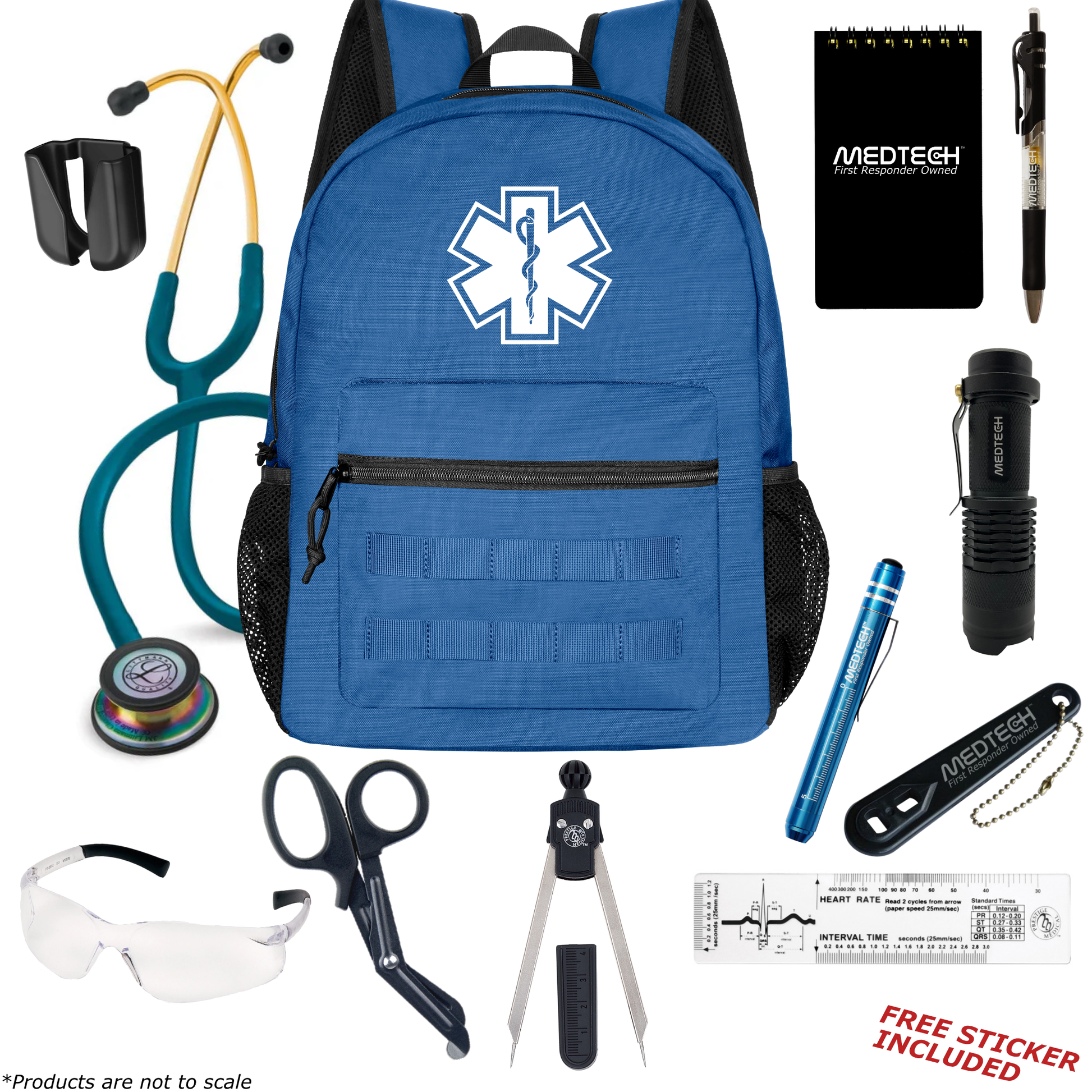 MedTech- Paramedic Basic Clinical Kit- Blue- Caribbean Blue Tube; Rainbow Chestpiece