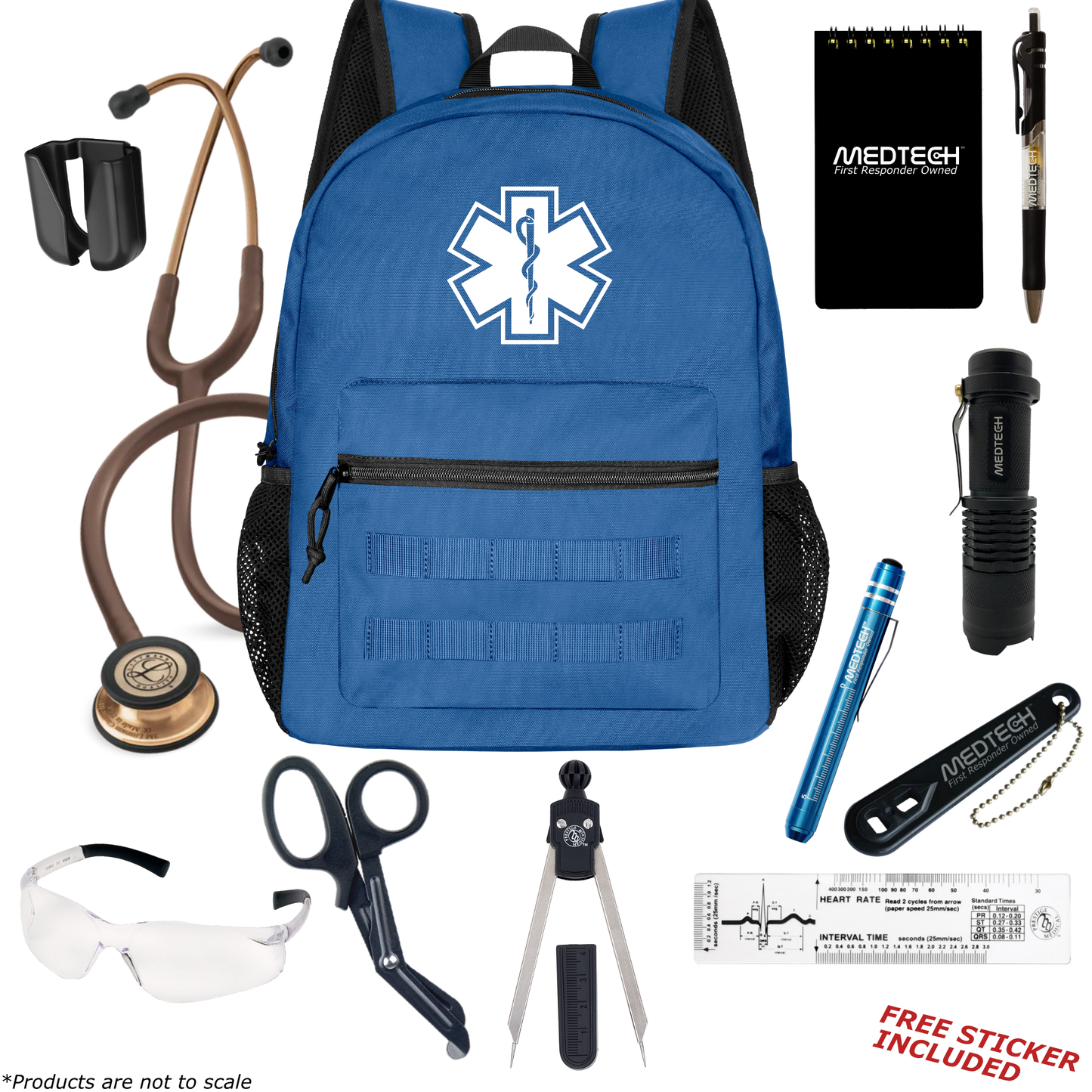 MedTech- Paramedic Basic Clinical Kit- Blue- Chocolate Tube; Copper Chestpiece