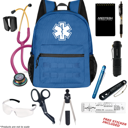 MedTech- Paramedic Basic Clinical Kit- Blue- Raspberry Tube; Rainbow Chestpiece