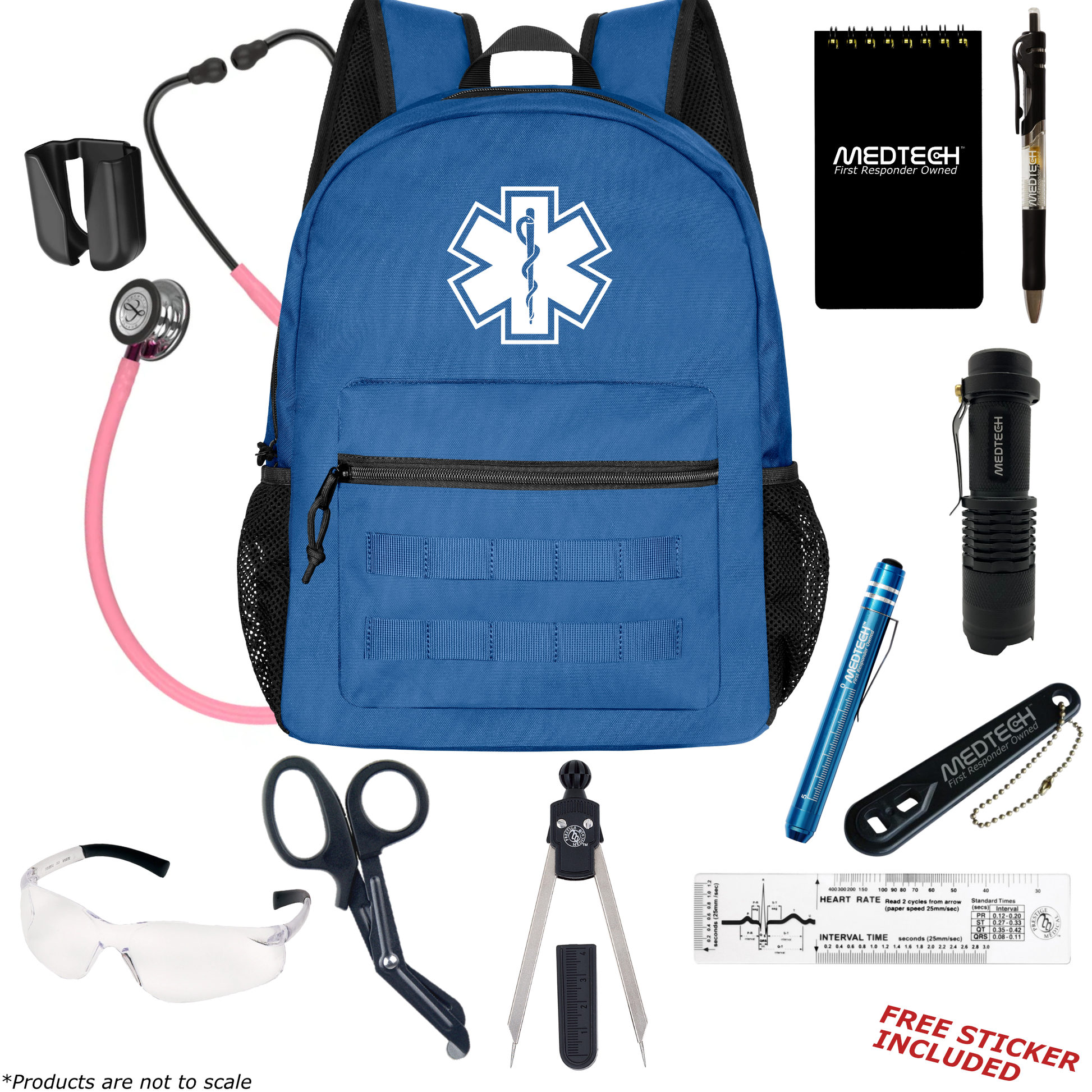 MedTech- Paramedic Basic Clinical Kit- Blue- Pearl Pink Tube; Pink Stem; Smoke Headset; Mirror Chestpiece