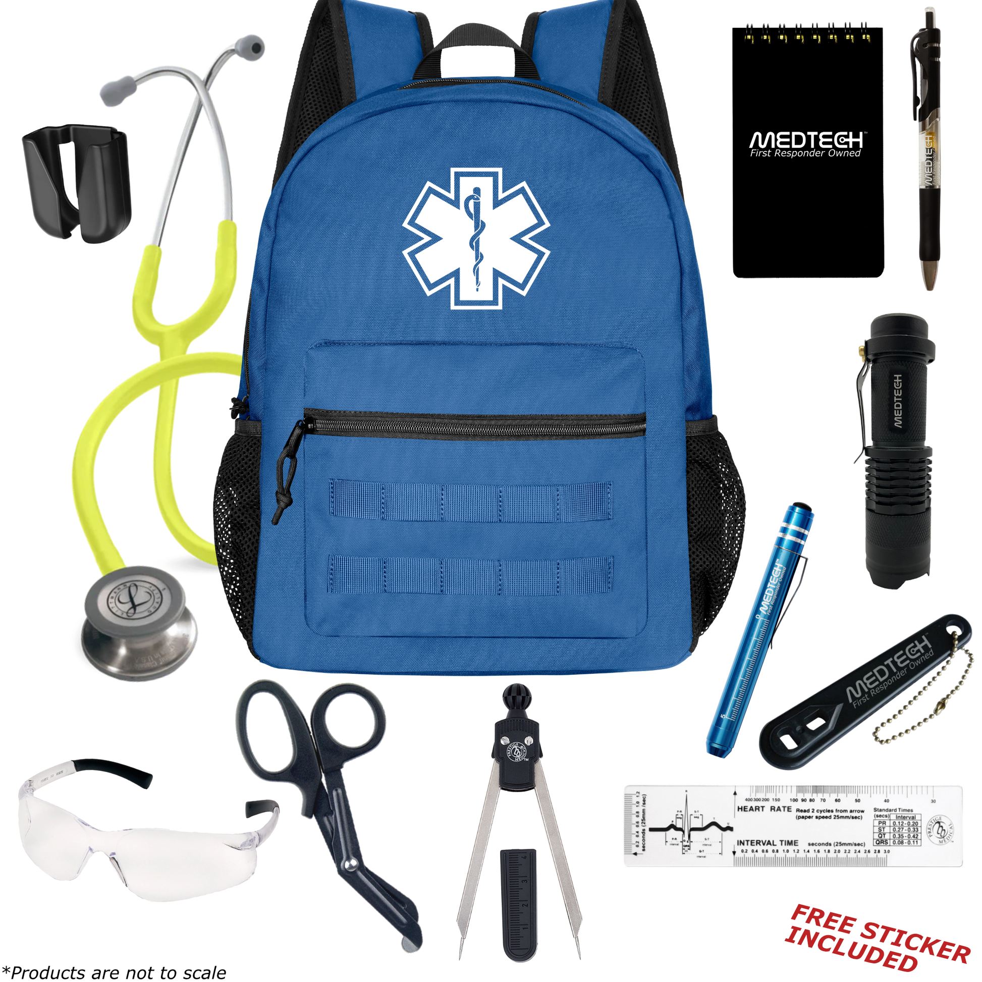 MedTech- Paramedic Basic Clinical Kit- Blue- Lemon Lime Tube; Stainless Steel Chestpiece