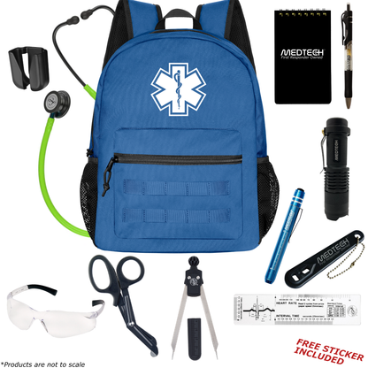 MedTech- Paramedic Basic Clinical Kit- Blue- Lime Green Tube; Blue Stem; Smoke Headset & Chestpiece