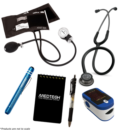 MedTech- Premium Vitals Kit- Blue- Black Tube; Smoke Finish Chestpiece