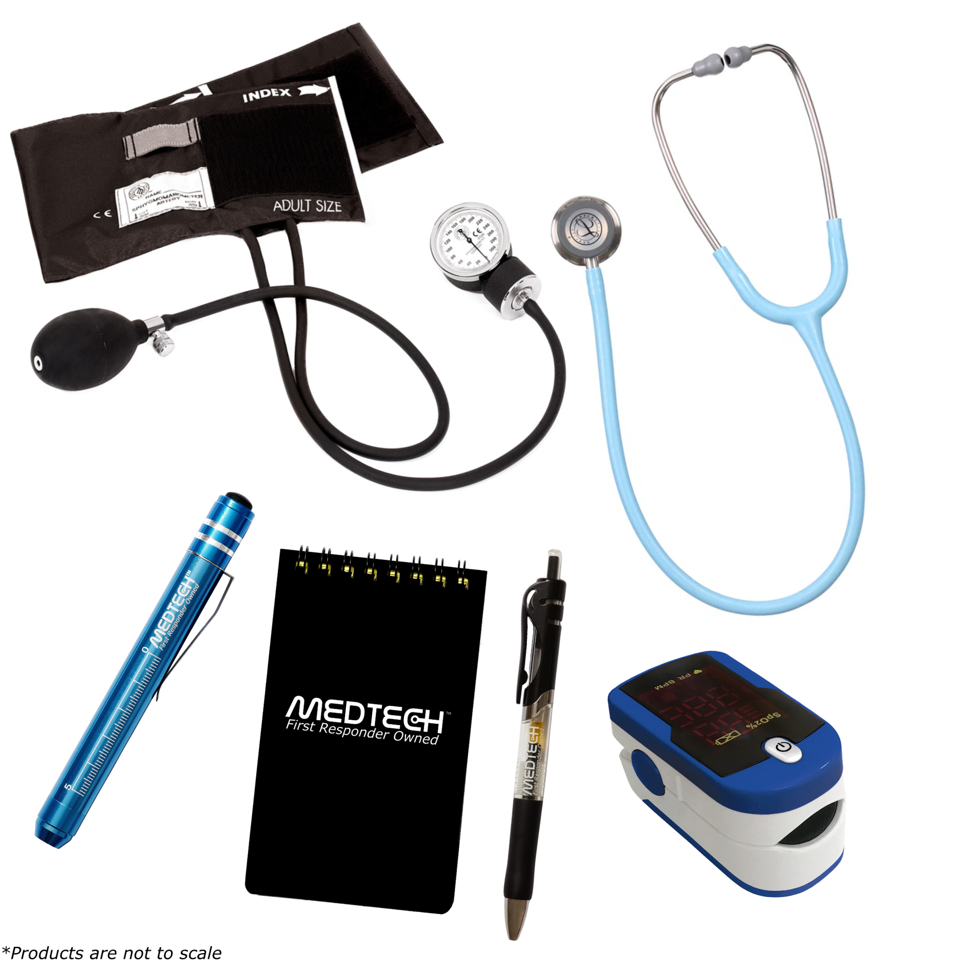 MedTech- Premium Vitals Kit- Blue- Marine Blue Tube; Stainless Steel Chestpiece