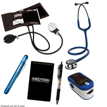 MedTech- Premium Vitals Kit- Blue- Navy Tube; Mirror Chestpiece