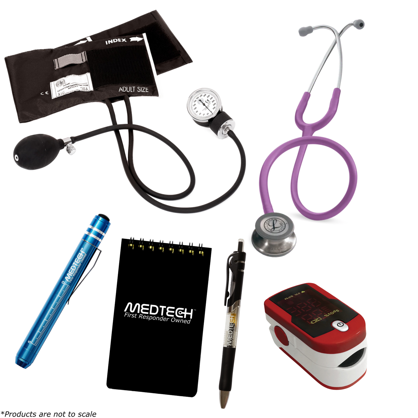 MedTech- Premium Vitals Kit- Red- Lavender Tube; Stainless Steel Chestpiece